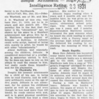 1931 Newspaper Story About Young Warfield