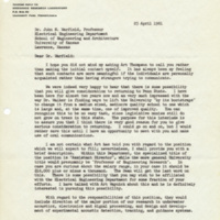 Letter from John C. Johnson, Ordnance Research Laboratory