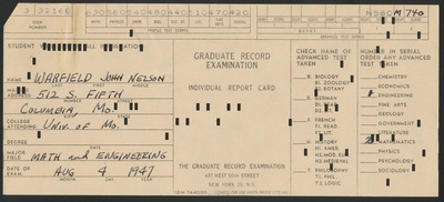 Graduate Record Examination Test Results